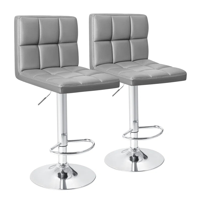 Swivel Upholstered Adjustable Height Counter Stool with Metal Frame
