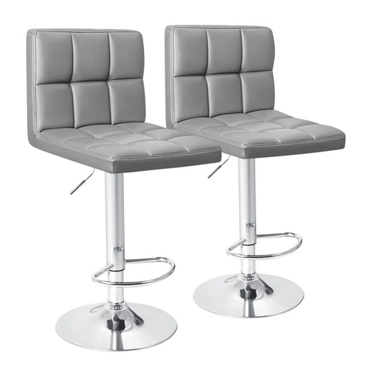 Swivel Upholstered Adjustable Height Counter Stool with Metal Frame