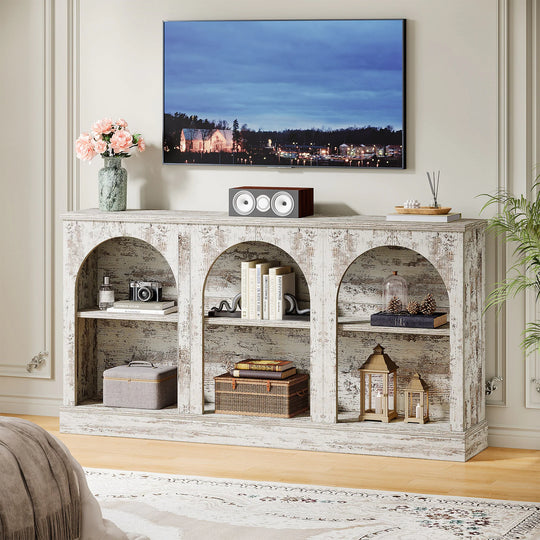 Farmhouse TV Stand for Tvs up to 65 Inches, Farmhouse Entertainment Center with Storage