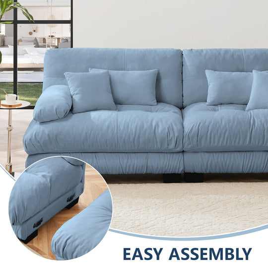 Luxury Chenille Modular Upholstered Sectional Sofa Couch with Convertible Ottoman