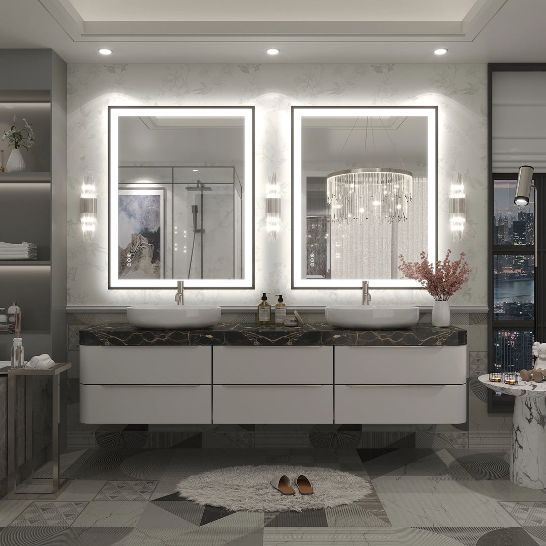 Extra Large Black Frame LED Bathroom Vanity Mirror with 3 Years Warranty and UL Certified