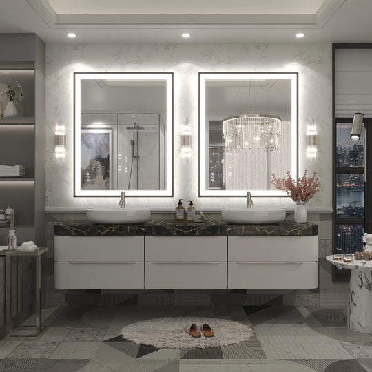 Extra Large Black Frame LED Bathroom Vanity Mirror with 3 Years Warranty and UL Certified