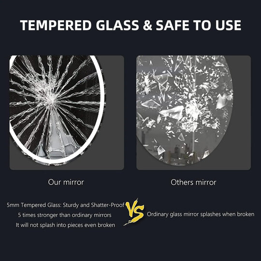 Super Bright Oval LED Lighted Anti-Fog Tempered Glass Bathroom Vanity Mirror with ETL and 3-Year Warranty