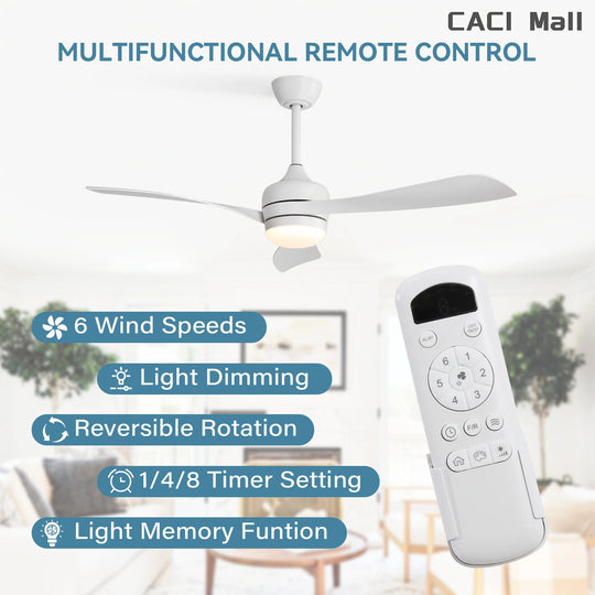 Sofucor 52/60 Inch Ceiling Fan with Integrated LED Light and Remote Control Quiet DC Motor