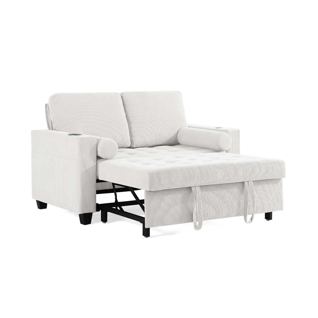 3-In-1 Pull-Out Sleeper Sofa Bed Convertible Adjustable Multi-Functional Loveseat with USB Port