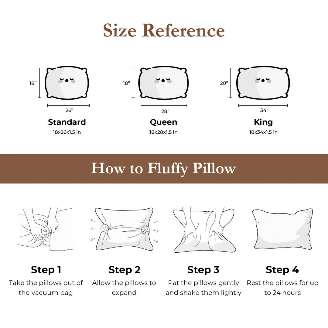 Set of 2 100% Organic Cotton down Feather Pillow-In-A-Pillow Design Bed Pillow