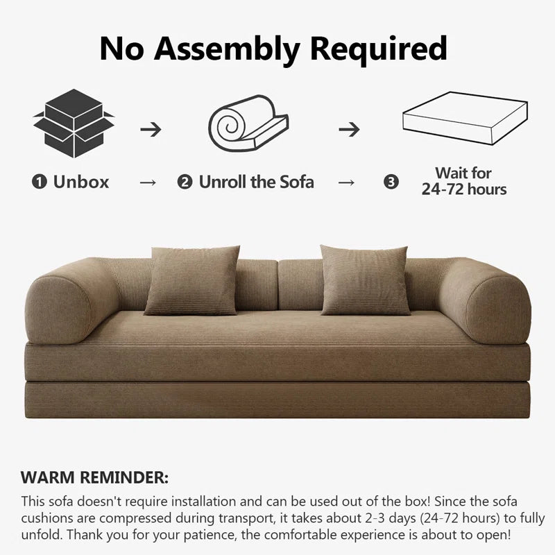 78.8" Modular Sofa Bed - 4-In-1 Convertible Design with Corduroy Fabric and High Density Sponge, Removable Cover and Fixed Frame