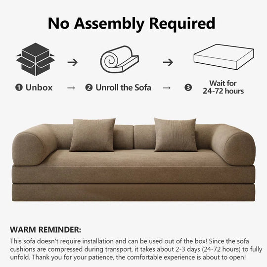 78.8" Modular Sofa Bed - 4-In-1 Convertible Design with Corduroy Fabric and High Density Sponge, Removable Cover and Fixed Frame