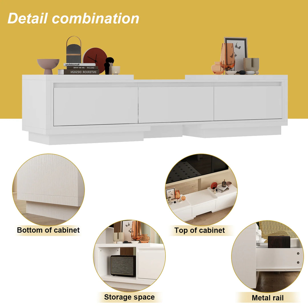 Entertainment Center Table Retracted Extendable TV Stand in Stretch