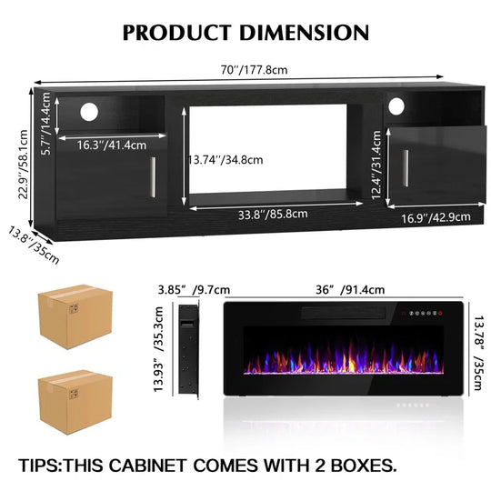 Alazik TV Stand for Tvs up to 78" with Fireplace Included