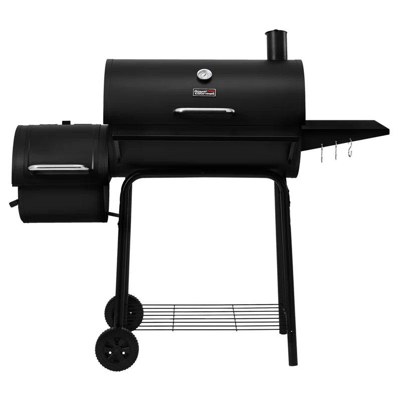 30" Barrel Charcoal Grill with Smoker and Side Table