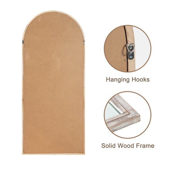 Rustic Wood Arched Window Wall Mirror - Distinctive Full Length Vanity Mirror