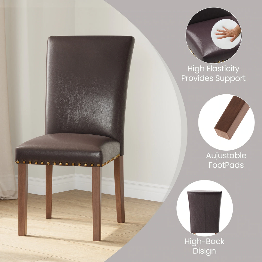 RENEWLINE Dining Chairs, Fabric with Nailhead Trim and Wood Legs