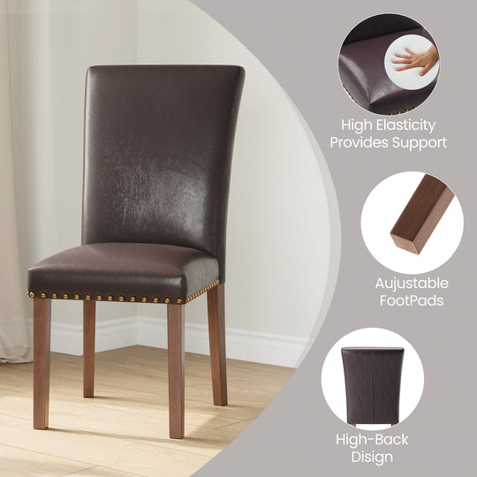 RENEWLINE Dining Chairs, Fabric with Nailhead Trim and Wood Legs