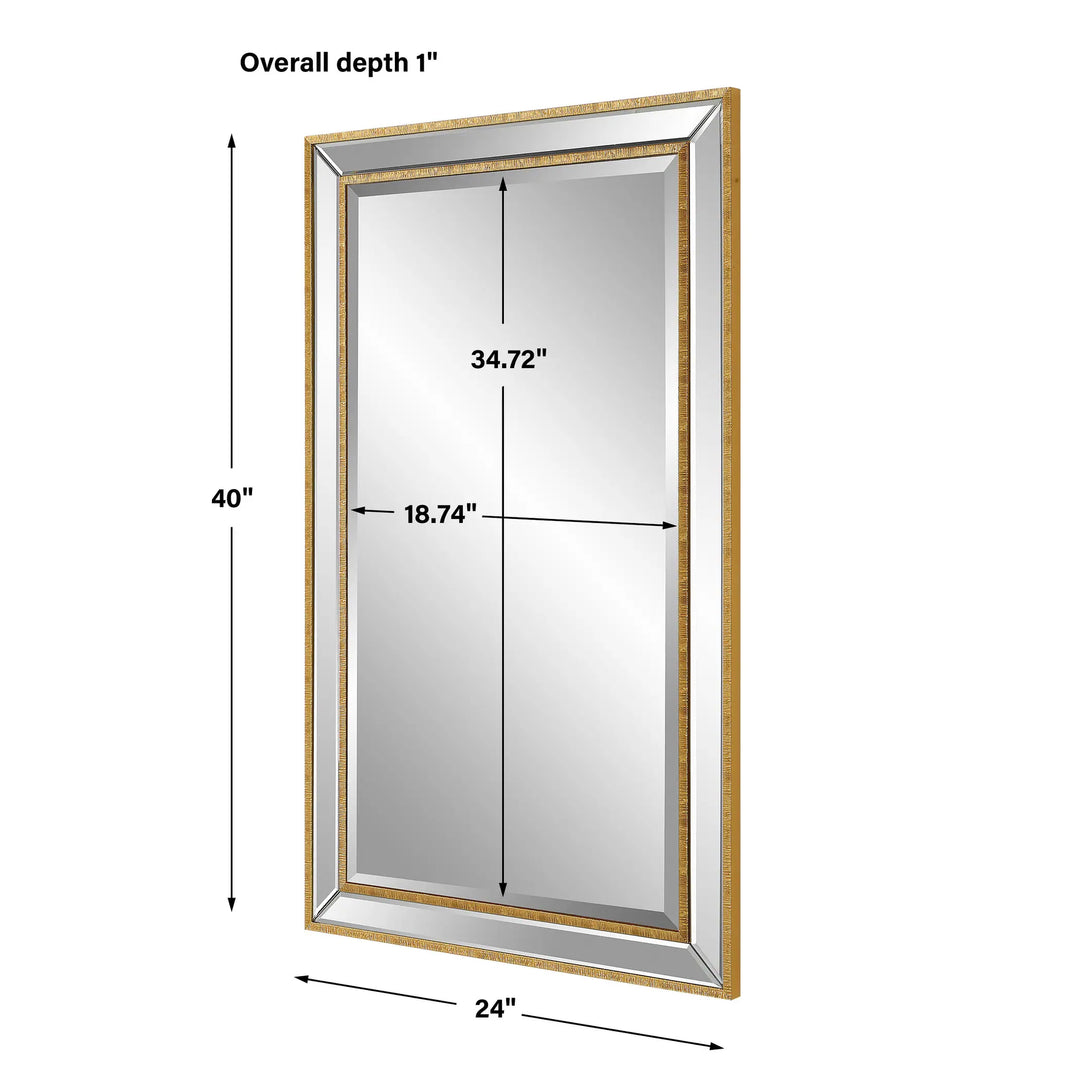 24 X 40 In. Gold Rectangular Mirror - 24" W X 40" H X 1" D