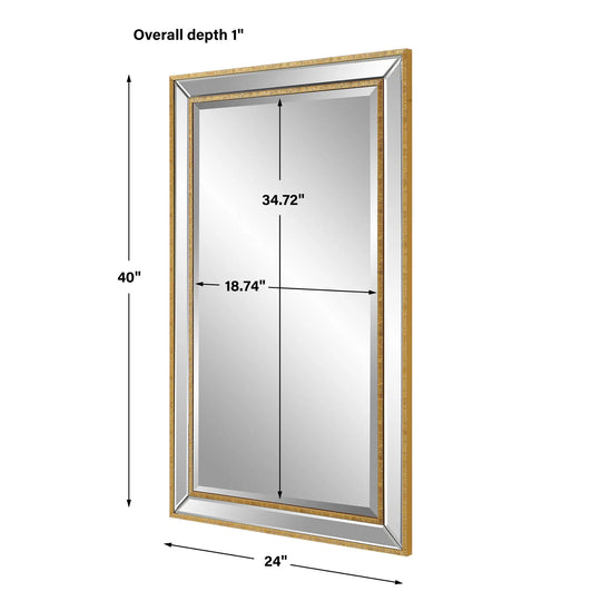 24 X 40 In. Gold Rectangular Mirror - 24" W X 40" H X 1" D