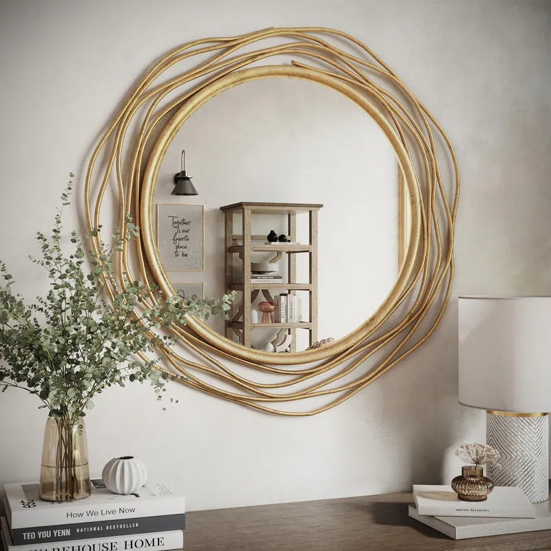 Talise round Metal Modern Wall Mirror - 23.5"H X 23.5"W X 1"D