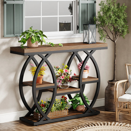 39.4" Console Table, 4-Tier Sofa Table Entryway Table for Small Spaces