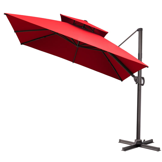 11 X 11 FT Outdoor Square Patio Cantilever Offset Umbrella with Crank and 360 Degrees Rotation