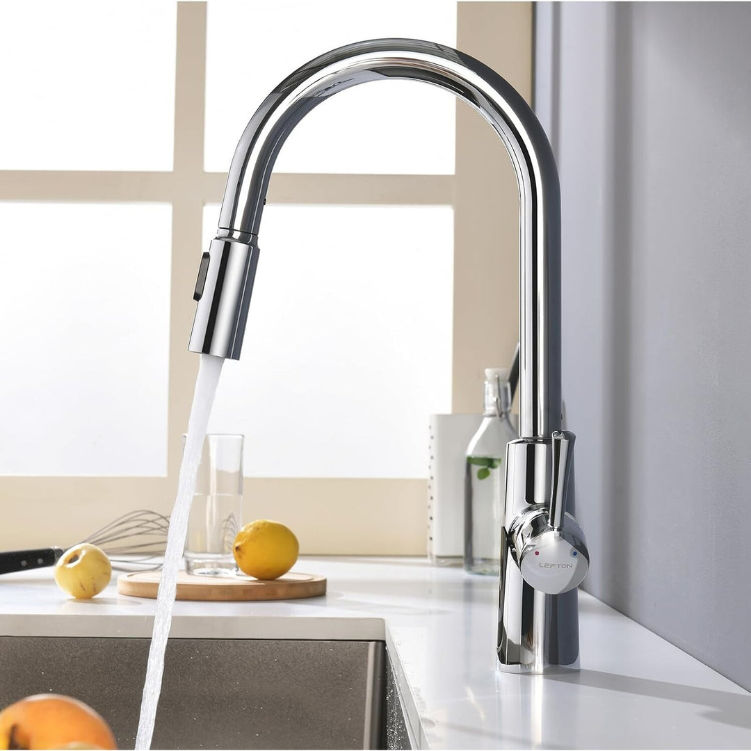 Pull-Down Kitchen Faucet with Temperature Display in Fahrenheit, 3 Water Outlet Modes, Faucet for Kitchen Sink, KF2501