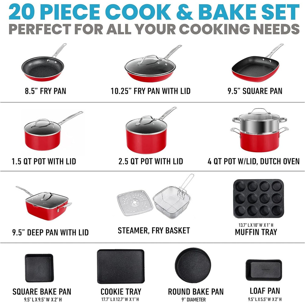 20 Piece Nonstick Cookware and Bakeware Set