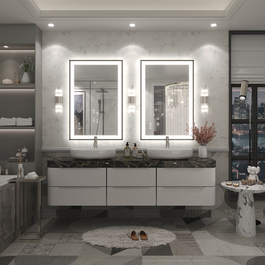 Extra Large Black Frame LED Bathroom Vanity Mirror with 3 Years Warranty and UL Certified
