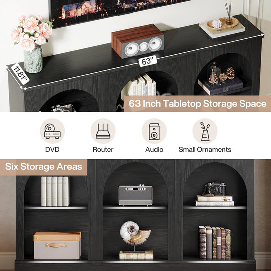 Farmhouse TV Stand for Tvs up to 65 Inches, Farmhouse Entertainment Center with Storage