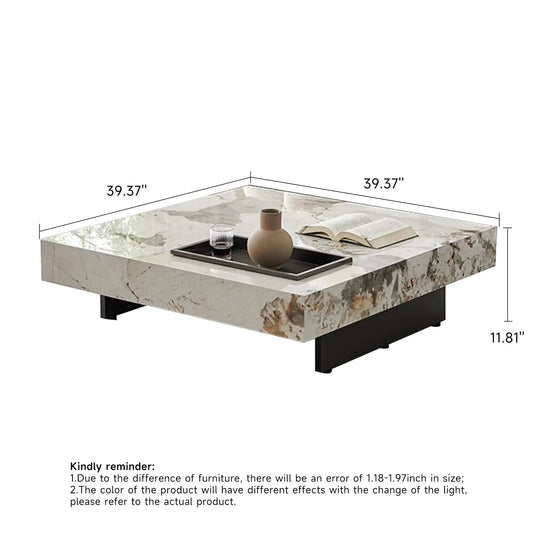 Light Luxury Sintered Stone Square Coffee Table