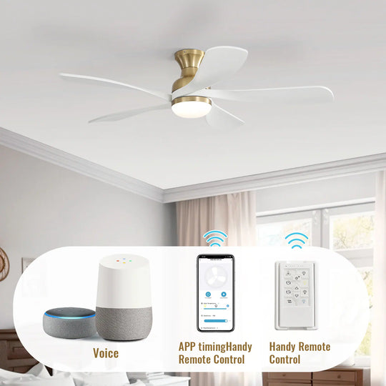 Sofucor 42"/48"/ 52"/60"Noiseless Walnut Wood Ceiling Fan with Remote Control, Integrated Light Optional