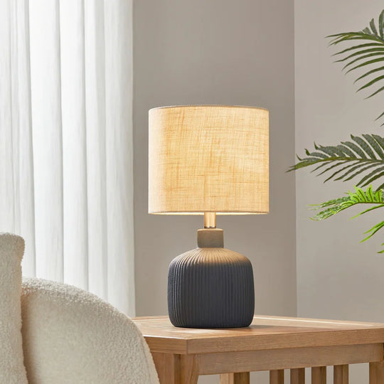Fluted Ceramic Table Lamp (H18.25" X W10" X D10")