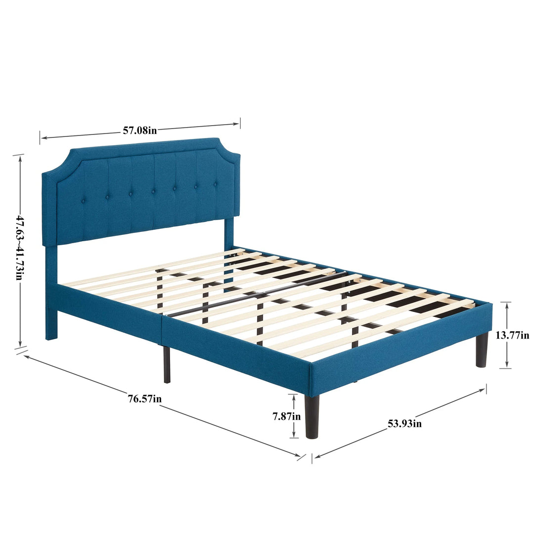 Javlergo Modern Upholstered Bed Frame with Height Adjustable Headboard Heavy-Duty Frame No Box Spring Needed