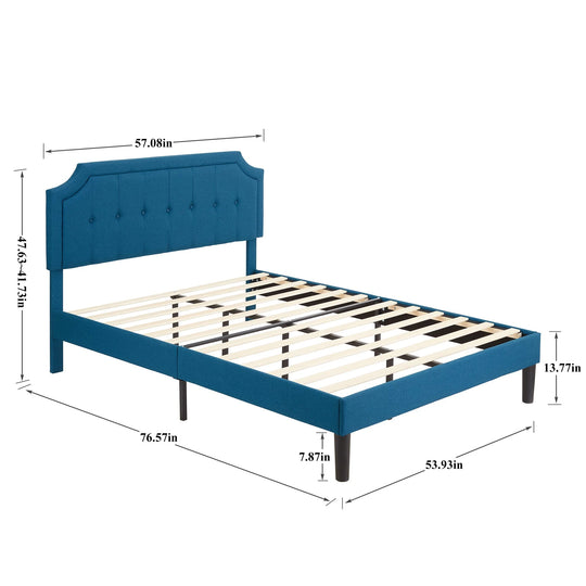 Javlergo Modern Upholstered Bed Frame with Height Adjustable Headboard Heavy-Duty Frame No Box Spring Needed