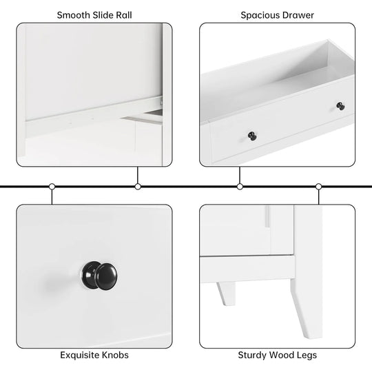 Modern Bedroom Nightstand with 5 Drawers & Metal Handles - Multifunctional Storage Cabinet,Easy Assembly for Living Room