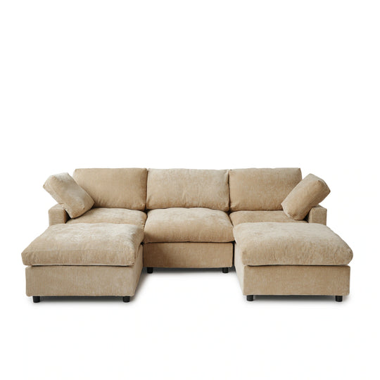 Modern Cloud Sectional Couches for Living Room Set, Chenille U-Shaped Sofa Couch