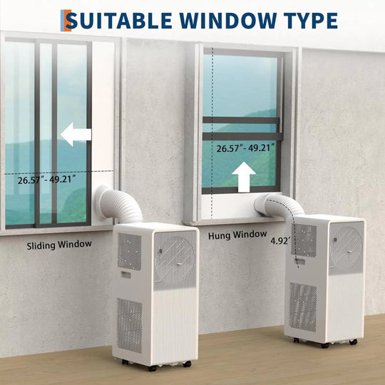14,000 BTU Portable Air Conditioner with Drainage-Free, Remote Control for Large Room, Campervan, Office
