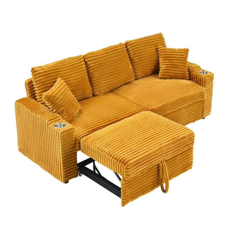 80" Cordylona Sofa, Cup Holder, Ottoman Storage