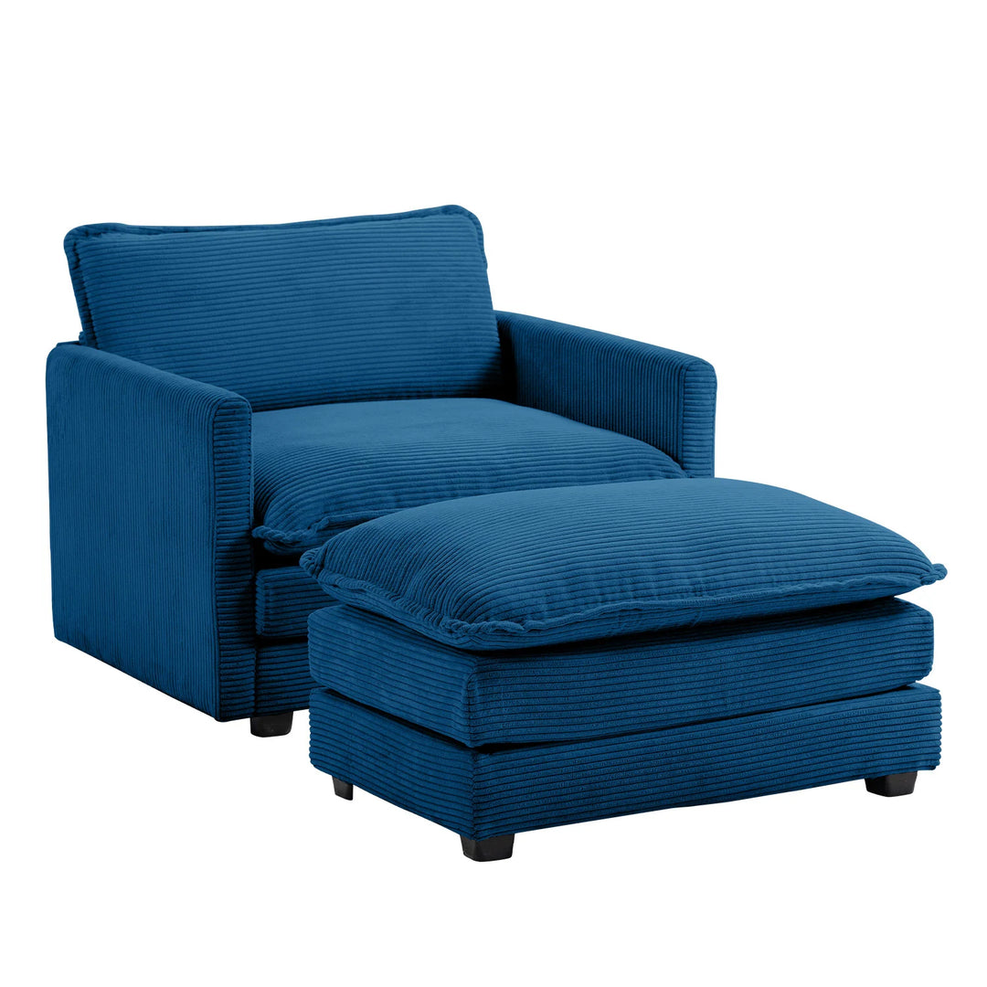 Corduroy Sectional Sofa with Removable Ottomans & Ultra-Soft Cushions for Living Room & Bedroom