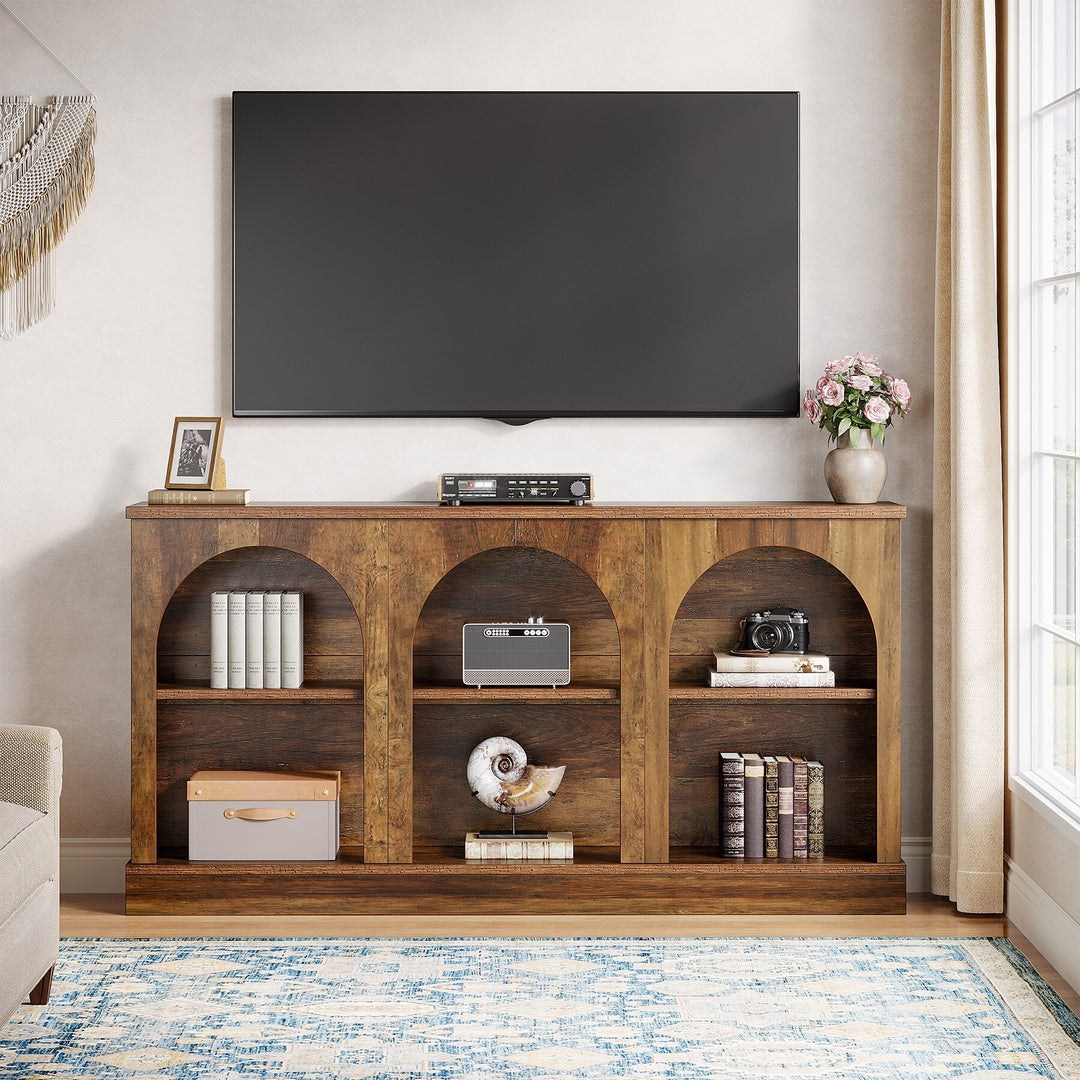 Farmhouse TV Stand for Tvs up to 65 Inches, Farmhouse Entertainment Center with Storage