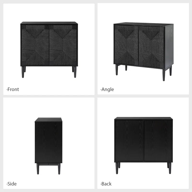 Carreiro 32"W Woven Transitional 2-Door Accent Cabinet