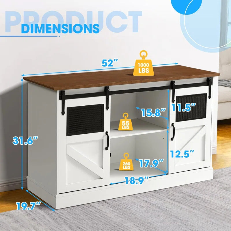 55-75 Gallon Fish Tank Stand with Power Outlet, Heavy Duty Large Aquarium Stand with Sliding Barn Door and Cabinet Storage for 2 Fish Tank Turtle Tank Reptile Terrarium, 1000Lbs Capacity