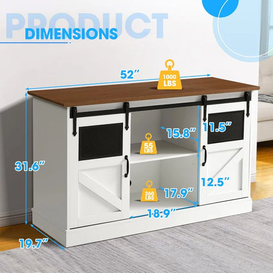 55-75 Gallon Fish Tank Stand with Power Outlet, Heavy Duty Large Aquarium Stand with Sliding Barn Door and Cabinet Storage for 2 Fish Tank Turtle Tank Reptile Terrarium, 1000Lbs Capacity