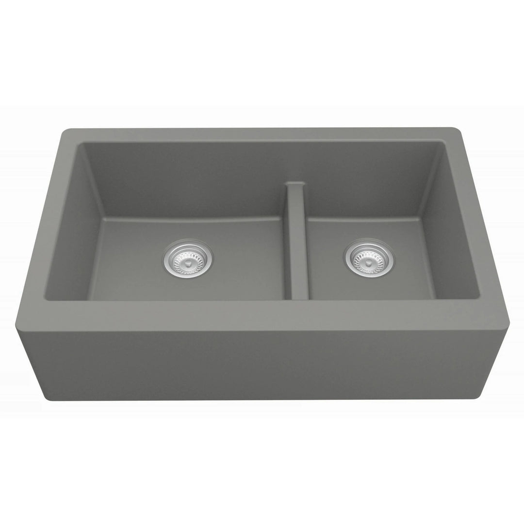 Farmhouse/Apron-Front Quartz Double Bowl Kitchen Sink