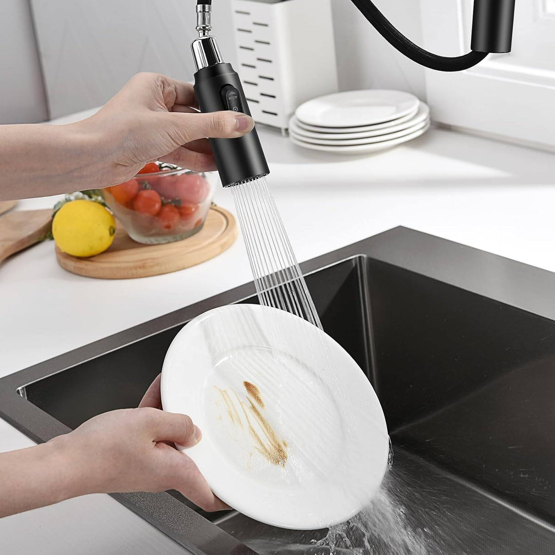 Pull-Down Kitchen Faucet with Temperature Display in Fahrenheit, 3 Water Outlet Modes, Faucet for Kitchen Sink, KF2501