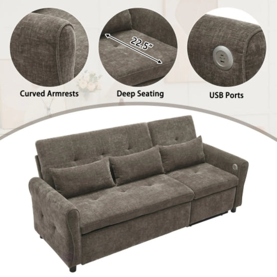 2-In-1 Sofa with Pull-Out Sleeper & Reversible Recliner by