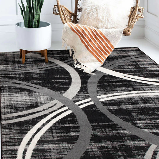 Contemporary Abstract Circles Design Area Rug
