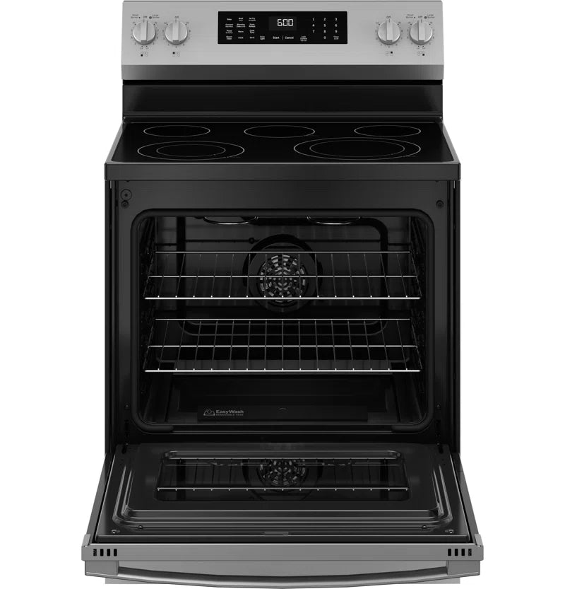 GE 30" Free Standing Electric Convection Range with No Preheat Air Fry and Easywash Oven Tray