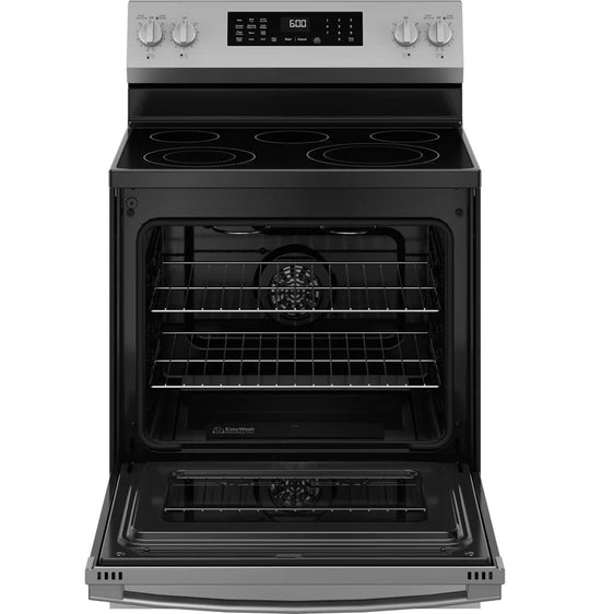 GE 30" Free Standing Electric Convection Range with No Preheat Air Fry and Easywash Oven Tray