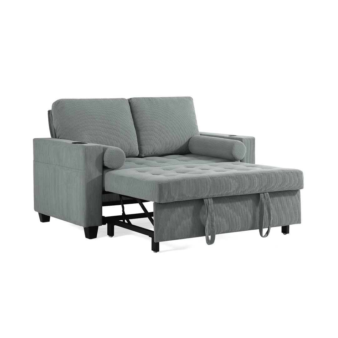 3-In-1 Pull-Out Sleeper Sofa Bed Convertible Adjustable Multi-Functional Loveseat with USB Port