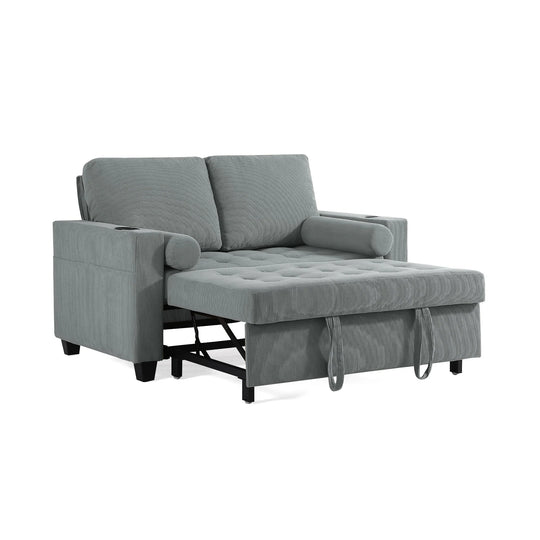 3-In-1 Pull-Out Sleeper Sofa Bed Convertible Adjustable Multi-Functional Loveseat with USB Port