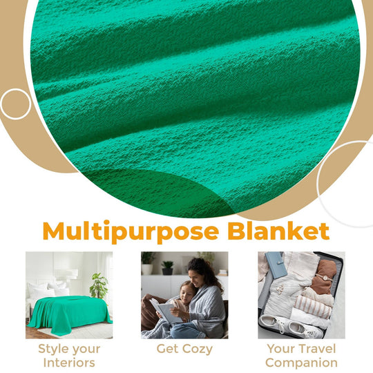 Waffle Weave Honeycomb Knit Soft Cotton Blanket